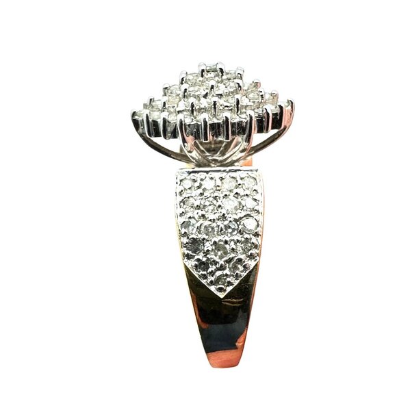 Vintage 10K Yellow Gold 1 Carat Total Weight Diamond Cluster Ring Size 7 - Picture 4 of 7